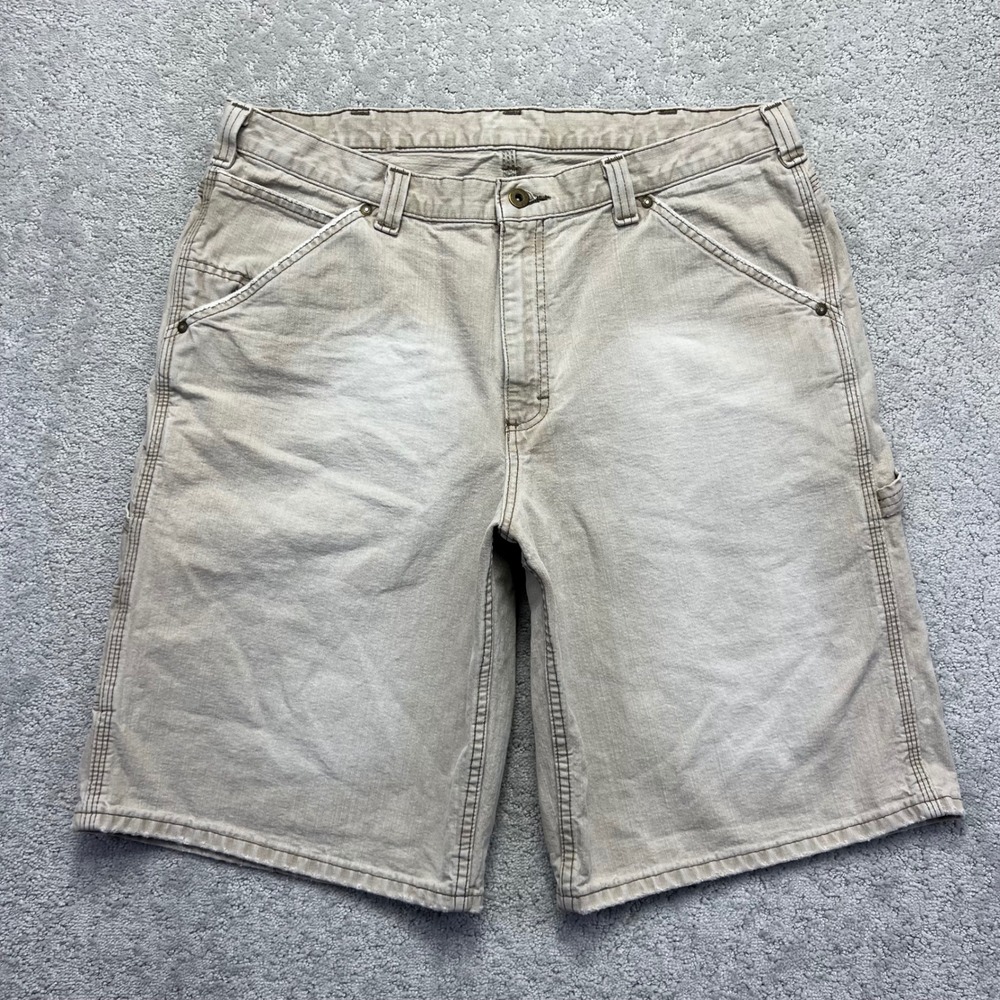 VINTAGE Lee Dungarees Denim Shorts Mens 38 Carpenter Utility Workwear Baggy